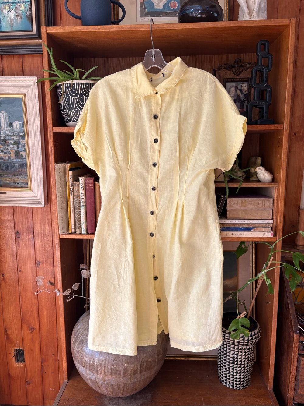 100% Linen Butter Button Down Dress XL